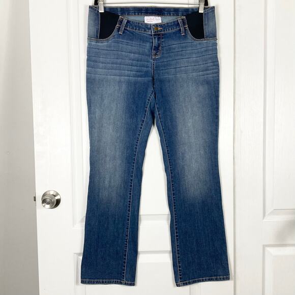 INGRID + ISABEL Jeans 12 Maternity Stretch-Panel Bootcut Blue Dark Wash - Picture 2 of 11